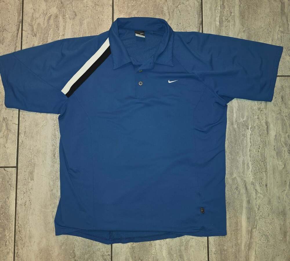 Nike Sphere Dry Tennis Polo Size L Blue Short Sleeve